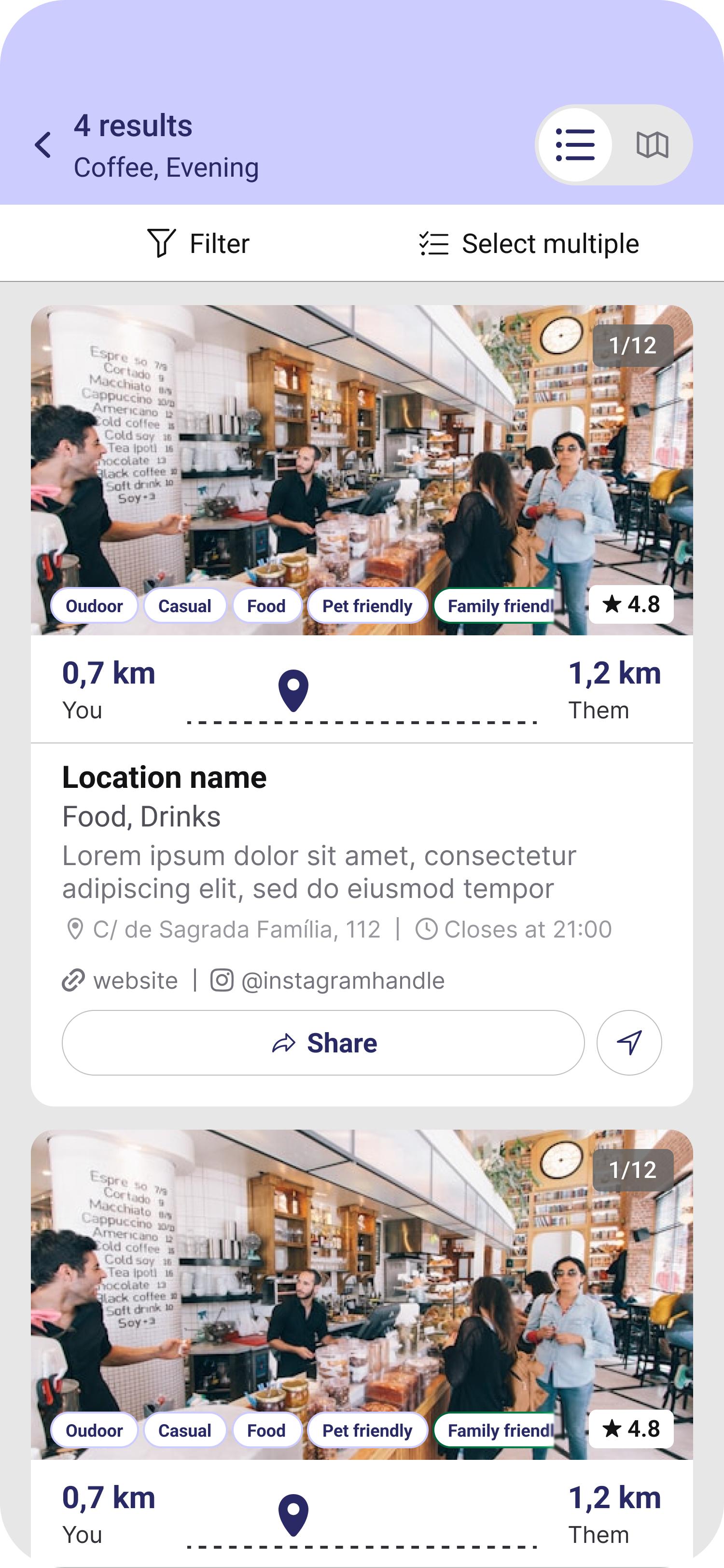 DateMapper results page